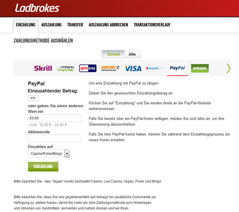 Einzahlungsbetrag im Kassenbereich eingeben